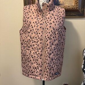Land’s End Quilted Abstract 🐆 High Neck Puffer Vest with pockets NWOT